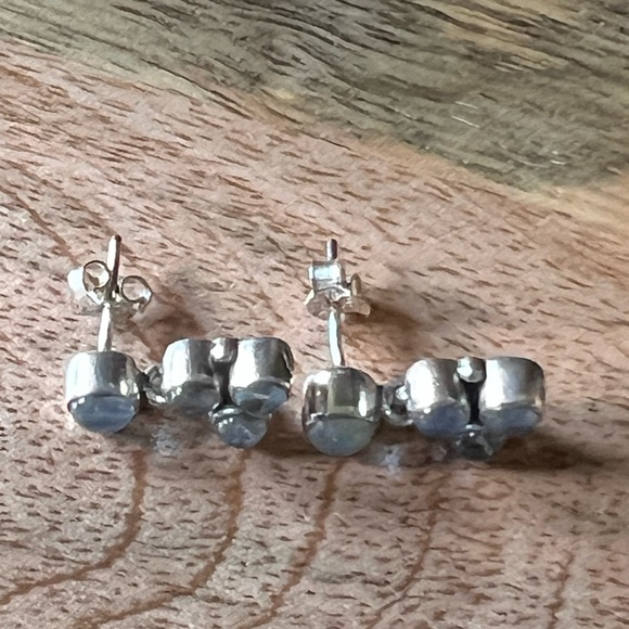 Sterling Silver Moonstone Gemstone Drop Earrings - Picture 3 of 5